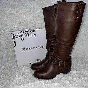 Brown wedged boots , size 9